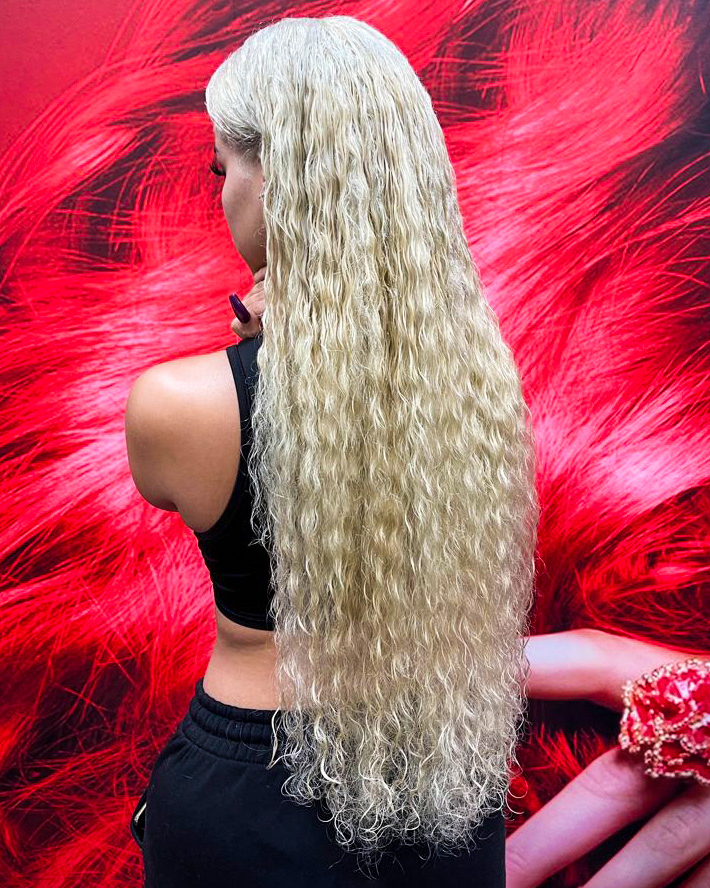 Long blonde curly hair wig online